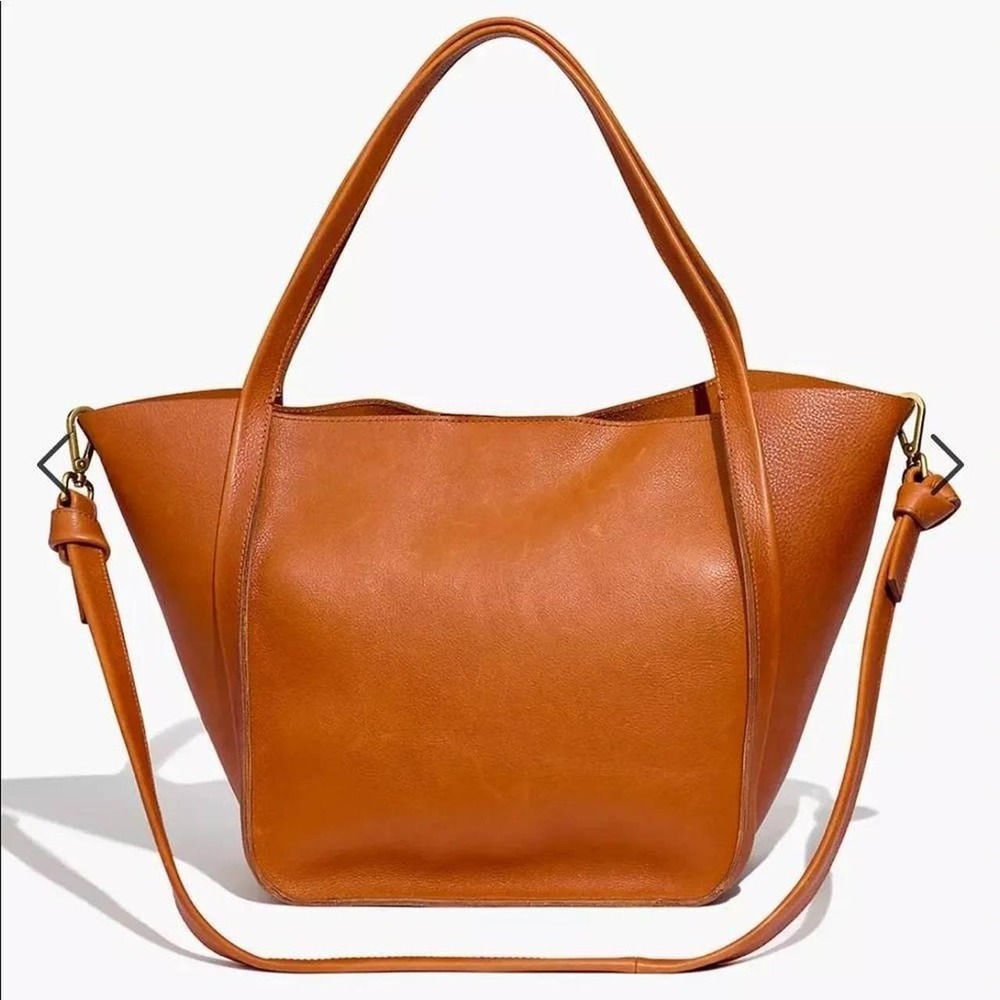 Madewell The Sydney Tote English Saddle Leather Crossbody Shoulder Bag Brown